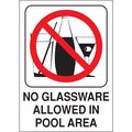 Hy-Ko No Glassware Allowed In Pool Sign 10" x 14", 5PK A20425